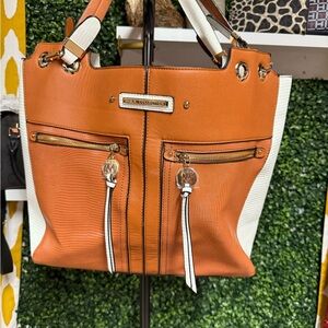Orange and White Tote Bag